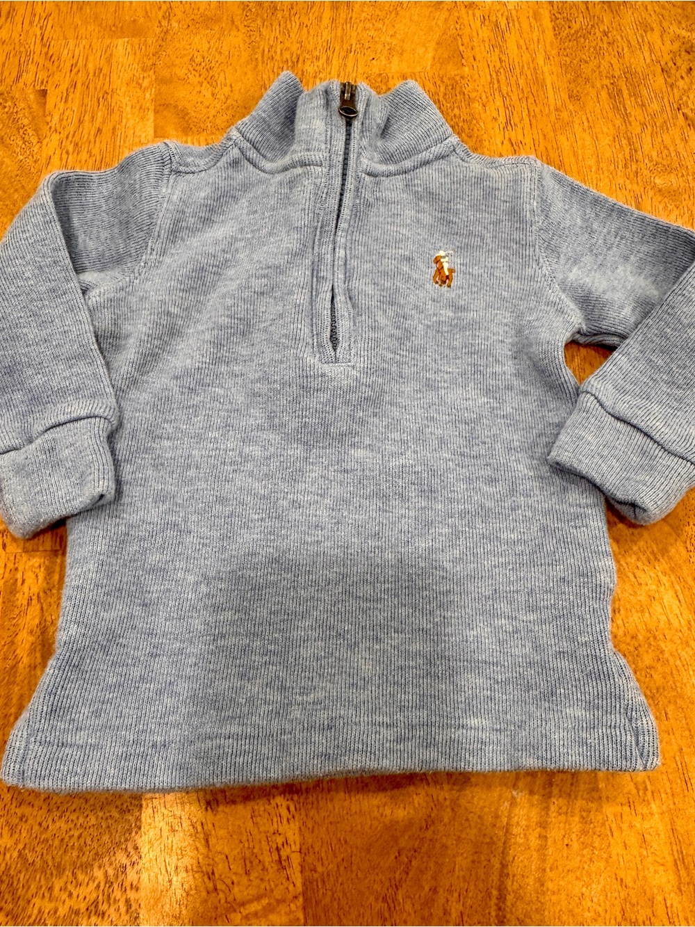 Ralph Lauren Blue Knit Half-Zip Sweater Baby 9M Cotton Blend Preppy